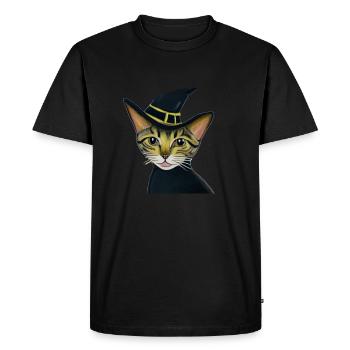 Halloween Witch Cat Cute Ghost Occult Cats - Men's Premium Organic T-Shirt - black - Front - Nico (187cm)