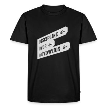 Citation de discipline sur la motivation - T-shirt Premium bio Homme - noir - Devant - Nico (187cm)