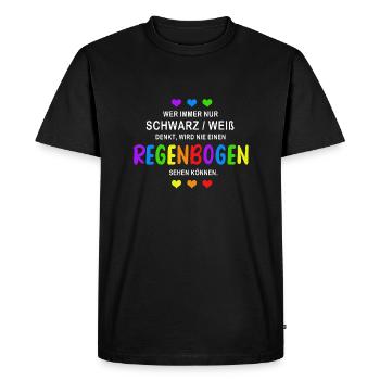 Regenbogen - Pride - Männer Premium Bio T-Shirt - Schwarz - Vorne - Nico (187cm)