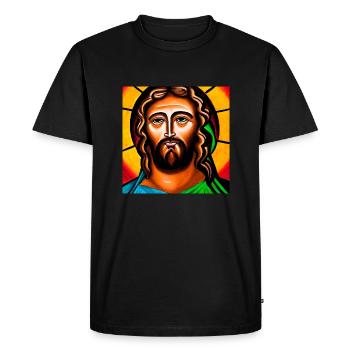 Portrait de Jésus-Christ - T-shirt Premium bio Homme - noir - Devant - Nico (187cm)