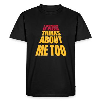 La pizza pense à moi - T-shirt Premium bio Homme - noir - Devant - Nico (187cm)