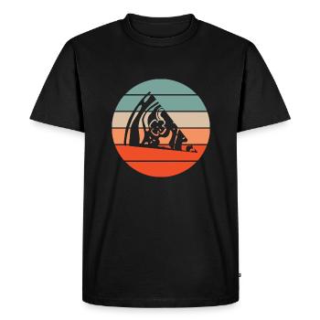 pizza retro sunset - T-shirt Premium bio Homme - noir - Devant - Nico (187cm)
