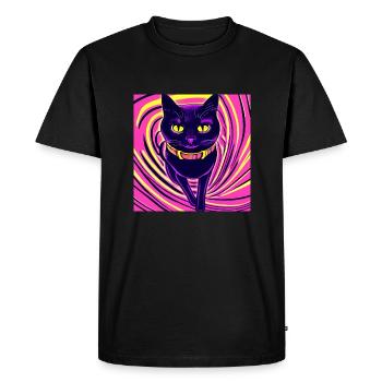 Illustration of a portrait of a psychedelic cat - Men's Premium Organic T-Shirt - black - Front - Nico (187cm)