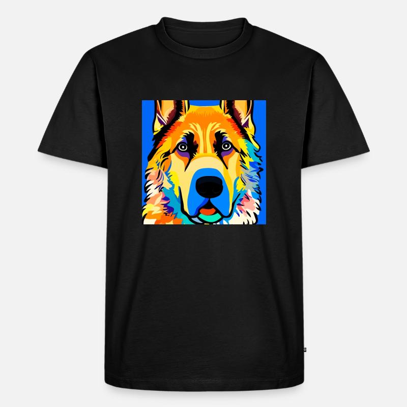 Deutscher Schäferhund, digitale Malerei, - Männer Premium Bio T-Shirt - Schwarz