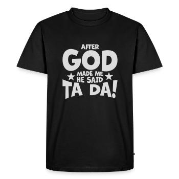 after god made me - Men's Premium Organic T-Shirt - black - Front - Nico (187cm)