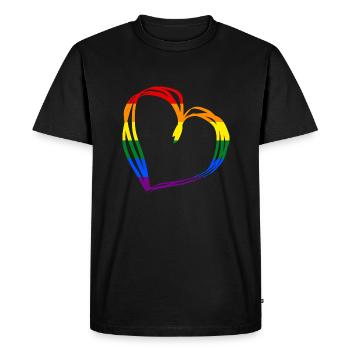 Drapeau de la fierté LGBTQ AMOUR Cœur lesbien - T-shirt Premium bio Homme - noir - Devant - Nico (187cm)