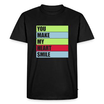 Faire sourire mon cœur - T-shirt Premium bio Homme - noir - Devant - Nico (187cm)