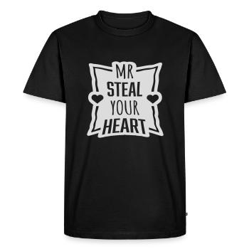 Mr steal your heart - Men's Premium Organic T-Shirt - black - Front - Nico (187cm)