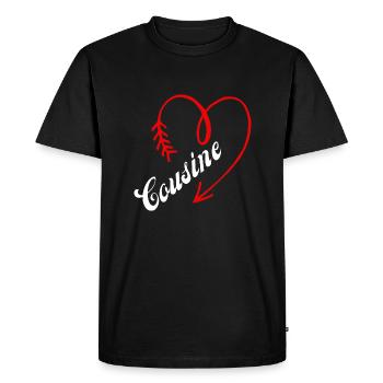 cousine cœur - T-shirt Premium bio Homme - noir - Devant - Nico (187cm)