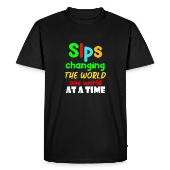 Slps Changing The World One World At A Time - Men's Premium Organic T-Shirt - black - Front - Nico (187cm)