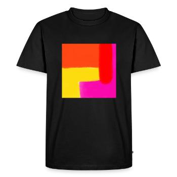 Image abstraite Rose Jaune Rouge Orange Peinture Moderne - T-shirt Premium bio Homme - noir - Devant - Nico (187cm)