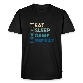 EAT SLEEP GAME REPEAT - Men's Premium Organic T-Shirt - black - Front - Nico (187cm)