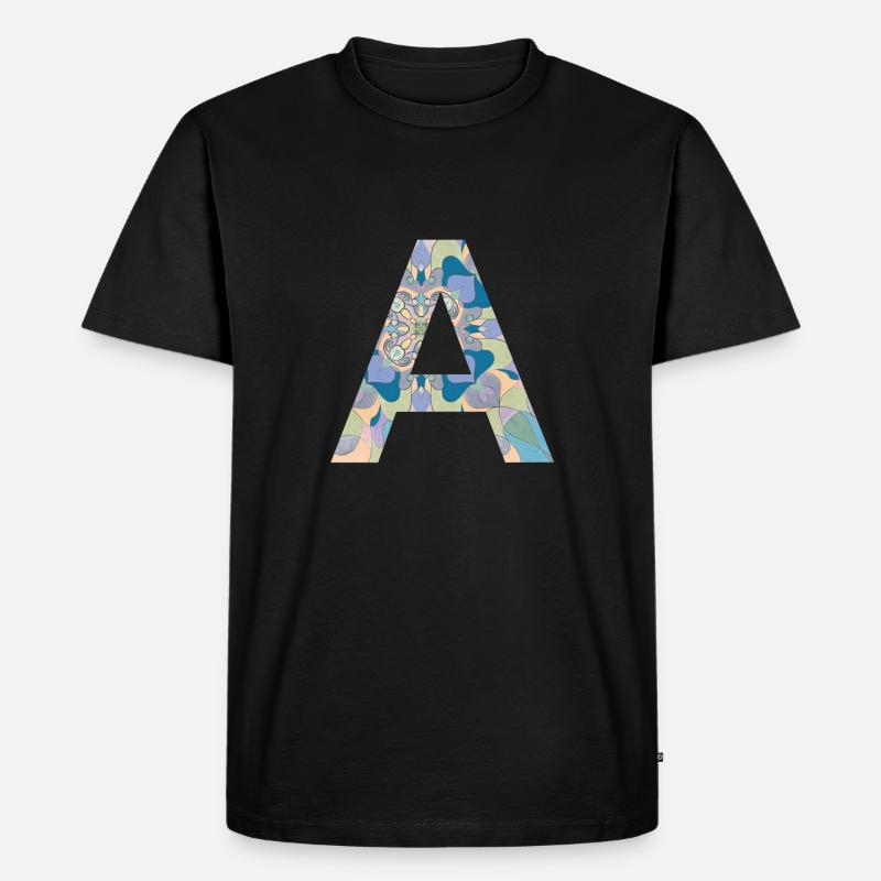Buchstabe A im Mandala - Männer Premium Bio T-Shirt - Schwarz