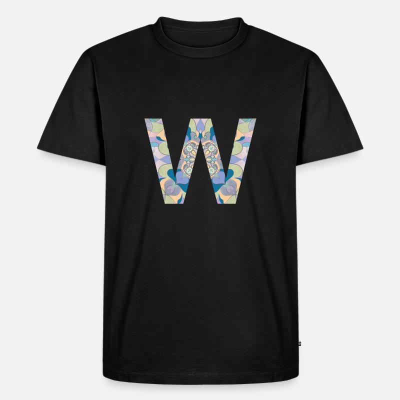 Buchstabe W im Mandala - Männer Premium Bio T-Shirt - Schwarz