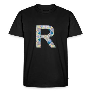 Lettre R en mandala - T-shirt Premium bio Homme - noir - Devant - Nico (187cm)