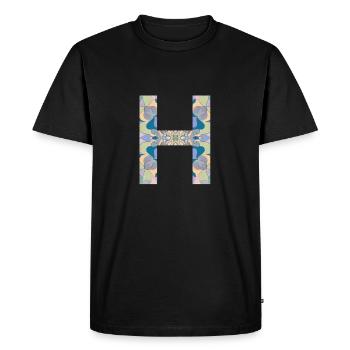 Lettre H en mandala - T-shirt Premium bio Homme - noir - Devant - Nico (187cm)