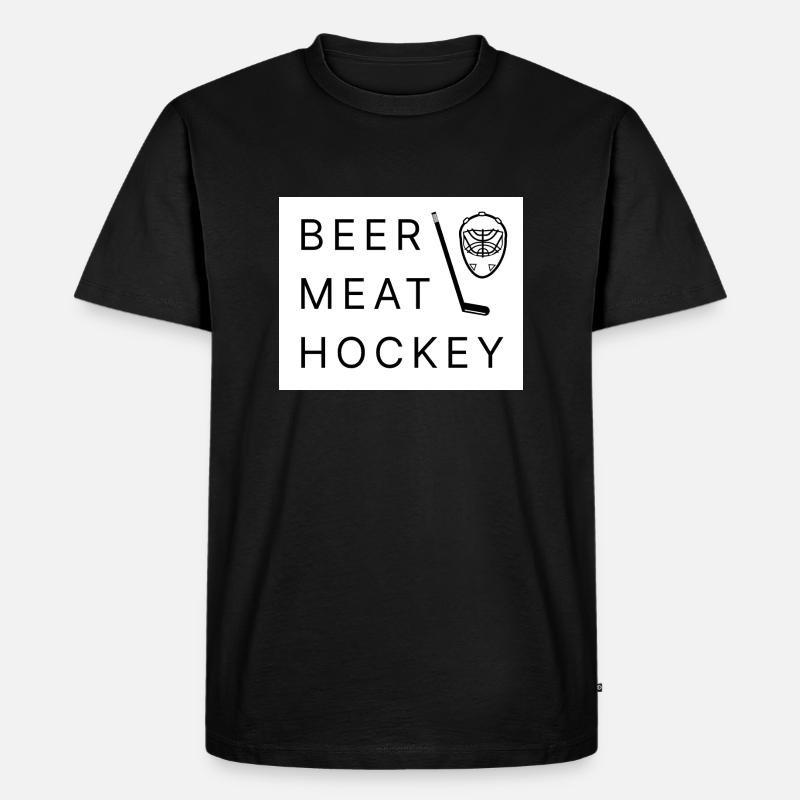 Hockey Bier Fleisch - Männer Premium Bio T-Shirt - Schwarz