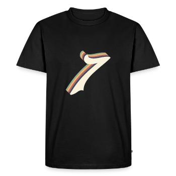 Vintage 7th Anniversary - Men's Premium Organic T-Shirt - black - Front - Nico (187cm)