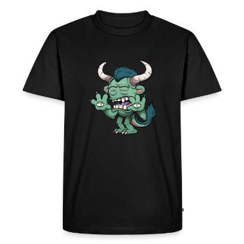 Monstre vert - T-shirt Premium bio Homme - noir - Devant - Nico (187cm)