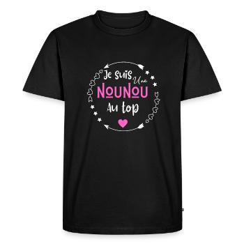 Je suis une nounou au top - T-shirt Premium bio Homme - noir - Devant - Nico (187cm)