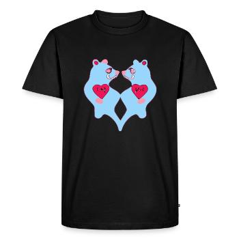 Couple d 'ours bleus - T-shirt Premium bio Homme - noir - Devant - Nico (187cm)