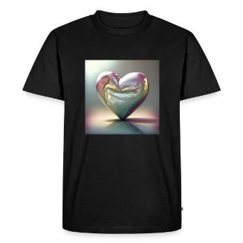 coeur métal pastel - T-shirt Premium bio Homme - noir - Devant - Nico (187cm)