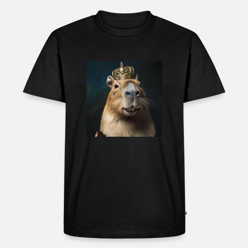Capybara mit Krone - Männer Premium Bio T-Shirt - Schwarz