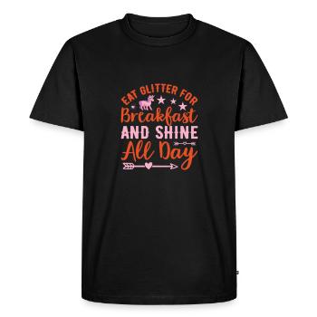 Mangez des paillettes pour le petit-déjeuner et brillez toute la journée - T-shirt Premium bio Homme - noir - Devant - Nico (187cm)