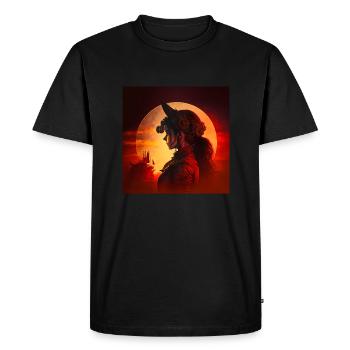 Steampunkt Woman in the Sky, Design 1 - Men's Premium Organic T-Shirt - black - Front - Nico (187cm)