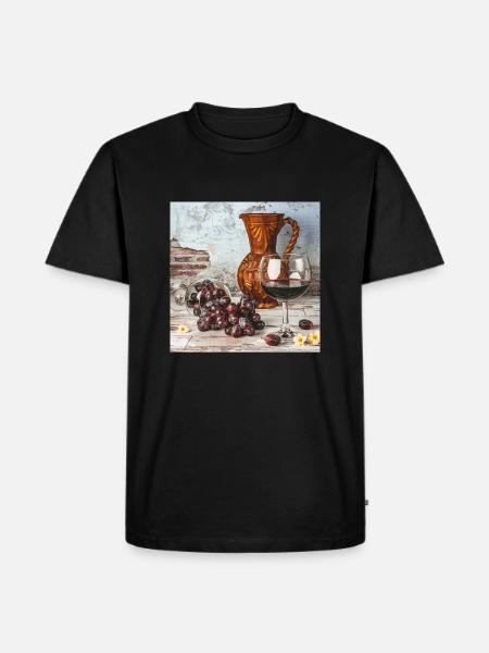 Weinkrug mit Trauben - Männer Premium Bio T-Shirt - Schwarz