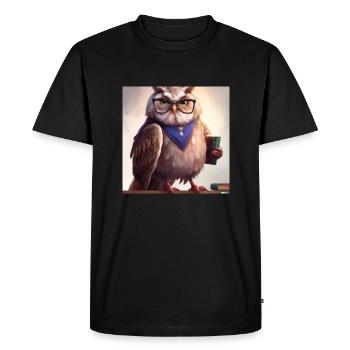 Owl comme bibliothécaire art numérique - T-shirt Premium bio Homme - noir - Devant - Nico (187cm)
