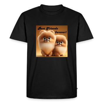 POMMERANIAN 2 BFF puppies cute little cute - Men's Premium Organic T-Shirt - black - Front - Nico (187cm)