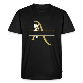 lettre a doré floral personnalisé - T-shirt Premium bio Homme - noir - Devant - Nico (187cm)