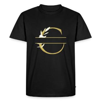 lettre c doré floral personnalisé - T-shirt Premium bio Homme - noir - Devant - Nico (187cm)