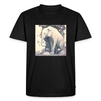 en harmonie avec l’éléphant de la nature - T-shirt Premium bio Homme - noir - Devant - Nico (187cm)