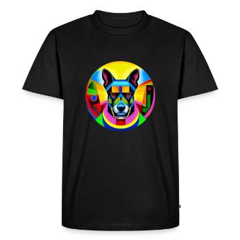Super hero dog #19 - Men's Premium Organic T-Shirt - black - Front - Nico (187cm)