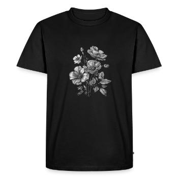 Croquis noir de fleurs sauvages - T-shirt Premium bio Homme - noir - Devant - Nico (187cm)