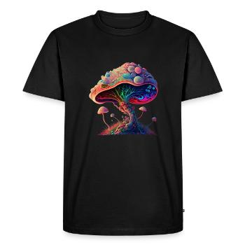 Colorful Mushroom - Men's Premium Organic T-Shirt - black - Front - Nico (187cm)