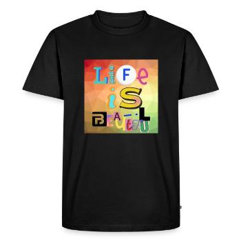 La vie est belle - T-shirt Premium bio Homme - noir - Devant - Nico (187cm)