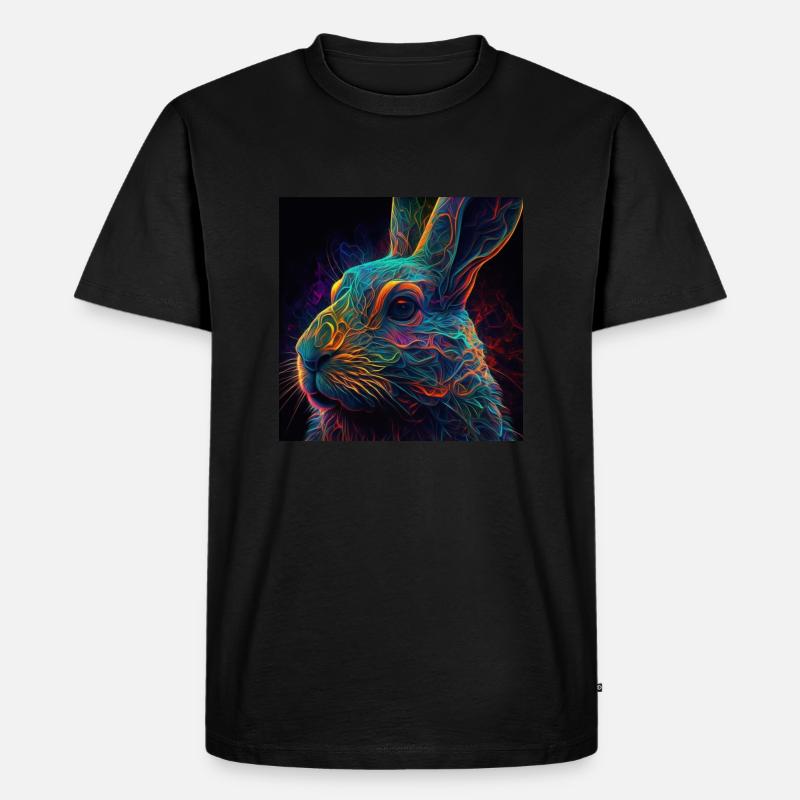 Farbiger Hase, einzigartiges Design - Männer Premium Bio T-Shirt - Schwarz