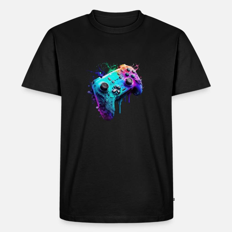 Neon Gaming Controller / Kontroller - Männer Premium Bio T-Shirt - Schwarz