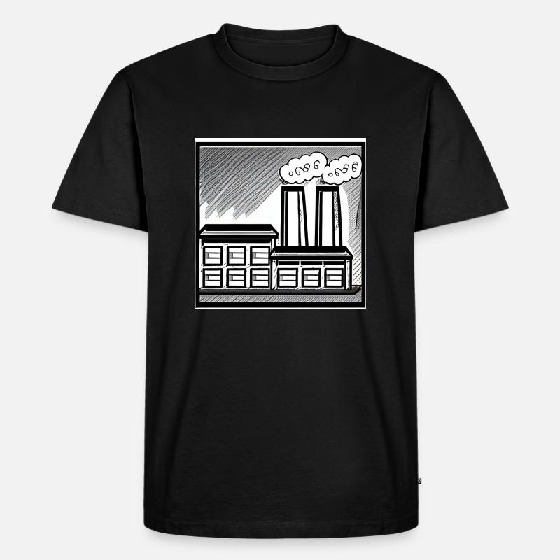 Fabrik mit Rauch - Männer Premium Bio T-Shirt - Schwarz