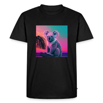 KOALA VAPORWAVE, art moderne, couleurs néon - T-shirt Premium bio Homme - noir - Devant - Nico (187cm)