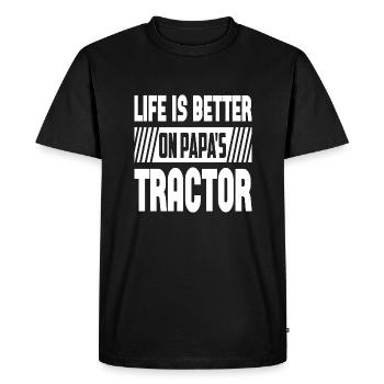 Life Is Better On Papa ́s Tractor - Men's Premium Organic T-Shirt - black - Front - Nico (187cm)