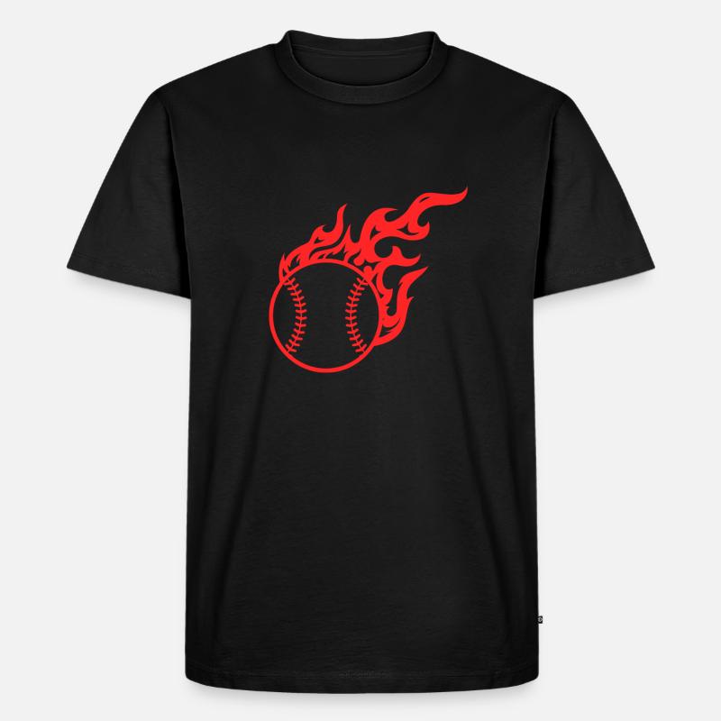 Baseball On Fire rot - Männer Premium Bio T-Shirt - Schwarz