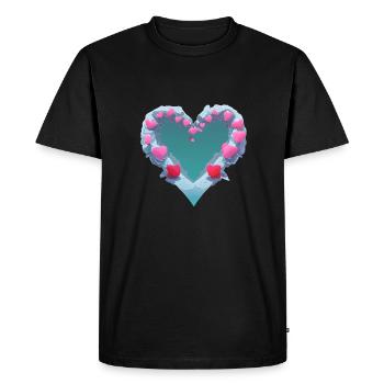 Saint-Valentin Mariage Amour Fiançailles Fête des mères - T-shirt Premium bio Homme - noir - Devant - Nico (187cm)