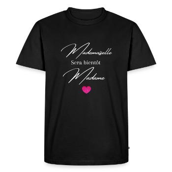 Mademoiselle sera bientôt madame - T-shirt Premium bio Homme - noir - Devant - Nico (187cm)