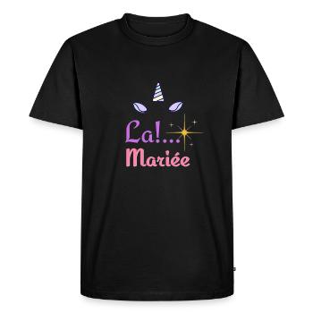"La Mariée licorne" - Pour un mariage inoubliable - T-shirt Premium bio Homme - noir - Devant - Nico (187cm)
