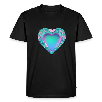 Saint-Valentin Fête des mères Mariage Amoureuse Fiançailles - T-shirt Premium bio Homme - noir - Devant - Nico (187cm)