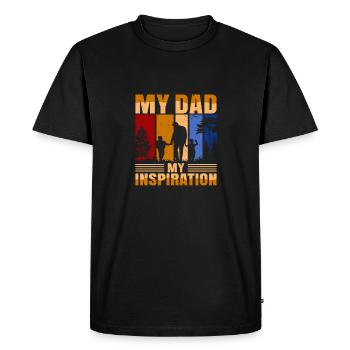 Mon père est mon inspiration - T-shirt Premium bio Homme - noir - Devant - Nico (187cm)